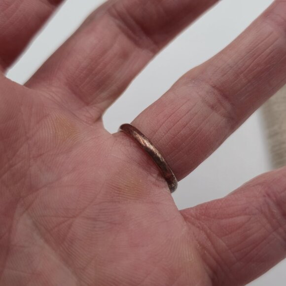 Size 7 Silver And Copper Tone Black Inlay Ring A3039 - Picture 4 of 7